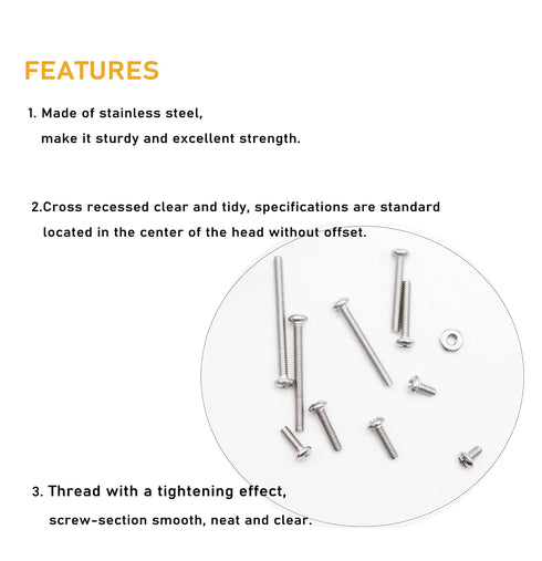 binifiMux 300pcs Assortment Kit of 2-56 Pan Phillips Machine Screws & Hex Nuts, 304 Stainless Steel