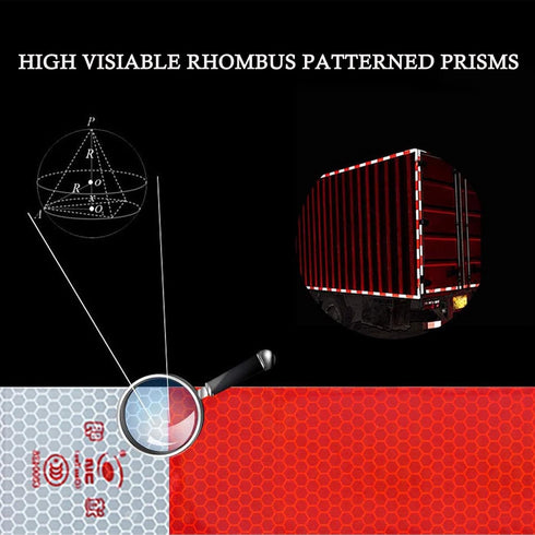 10Pcs Micro Prismatic Reflective Tape, Red White, 2" X 12' Waterproof Self-Adhesive Safety Warning Tape