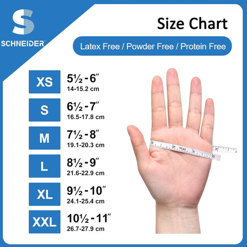 Schneider Nitrile Exam Gloves, 5 mil, XL, Box of 100, Heavy Duty Disposable Textured Latex Free Gloves