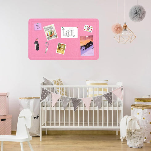 Pink 28"x16" Large Cork Board with 50 Push Pins & Sticky Notes, Self-Adhesive Bulletin Board for Wall, Felt Pin Board