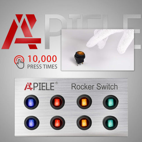 APIELE Waterproof Round Rocker Toggle Switch 2 Position DC 12V 20A ON-Off with LED Light SPST, 4Pcs KCD1-8-101NW (Four