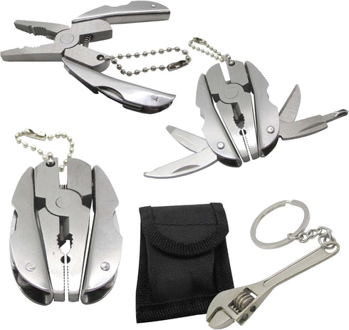 Multifunctional Stainless Steel Pliers & Mini Wrench Tool Set, Compact 5-in-1 Multipurpose Tool Kit