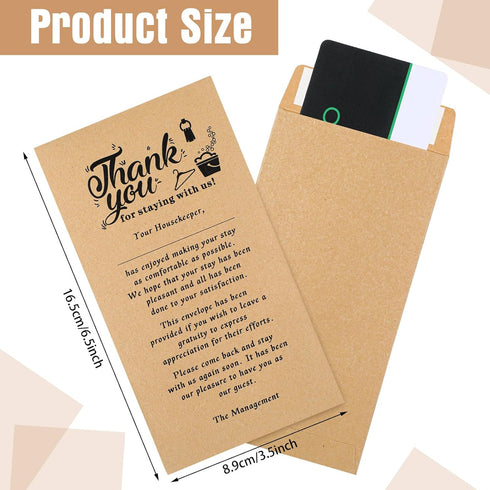 Eersida 500 Pcs Kraft Housekeeping Week Appreciation Tip Thank You Envelopes, Self Adhesive Tip Envelopes for Cash