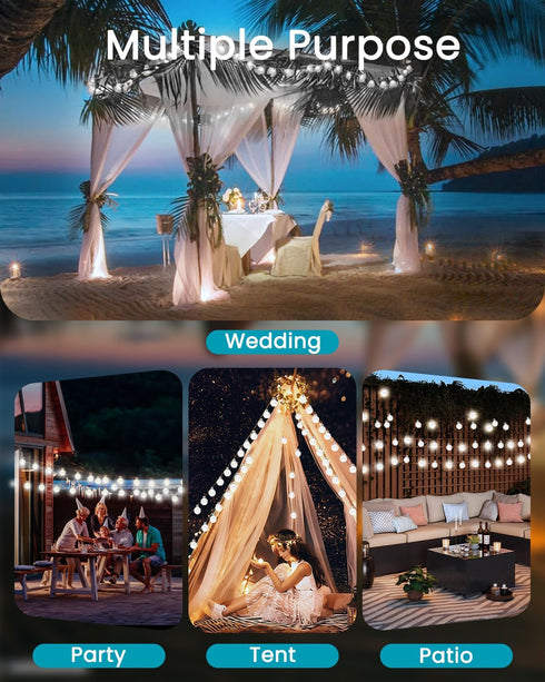 2-Pack 100 64FT 8 LORRYTE White LED Crystal Globe Solar Lights Outdoor, Waterproof Solar String Lights Outdoor