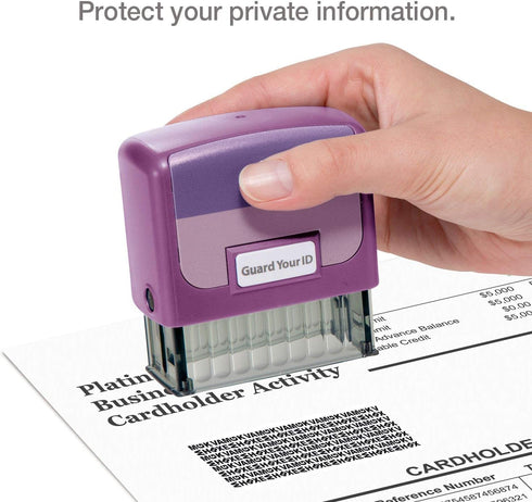 Identity Theft Prevention Confidential Security Stamp, 2.25” x 0.75" in Purple for Document Protection
