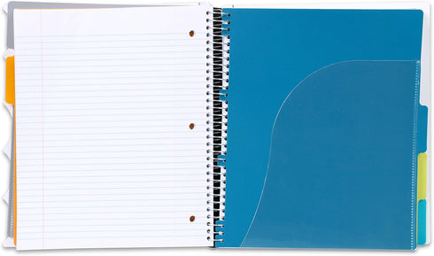 Mintra Office Durable PREMIUM Spiral Notebook, White, 5 Subject, 8.5in x 11in, Fabric Covered Coils