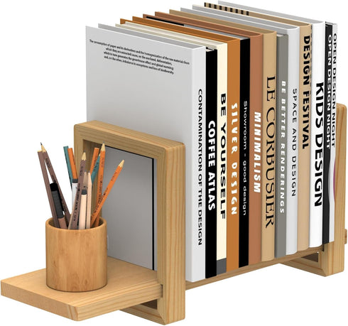 YUELGUANG Adjustable Table Top Bookshelf Wooden Desktop Bookshelf Retro Mini Book Shelf Organizer Desk Bookshelves