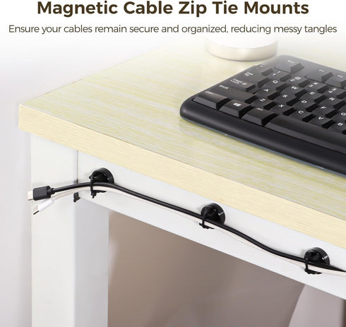 20mm, 15 Pack 50 Magnetic Zip Tie Mounts Cable Tie Mount Bases with Zip Ties, Heavy Duty Cable Clips for Wire