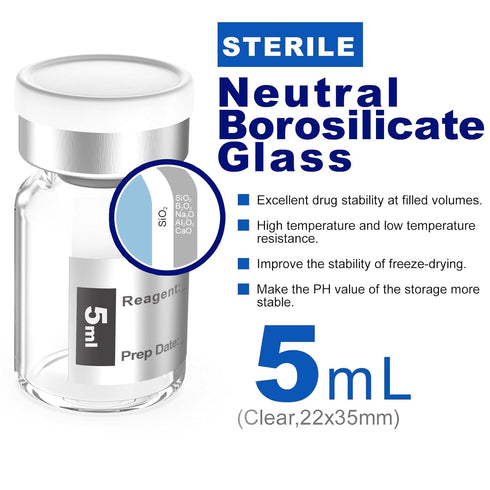 Empty Sterile Vial Sealed with Butyl Rubber Stopper and Flip Top Closure,Type 1 Borosilicate Glass Tubing,Individually Packed (10mL 8Pcs (Amber))