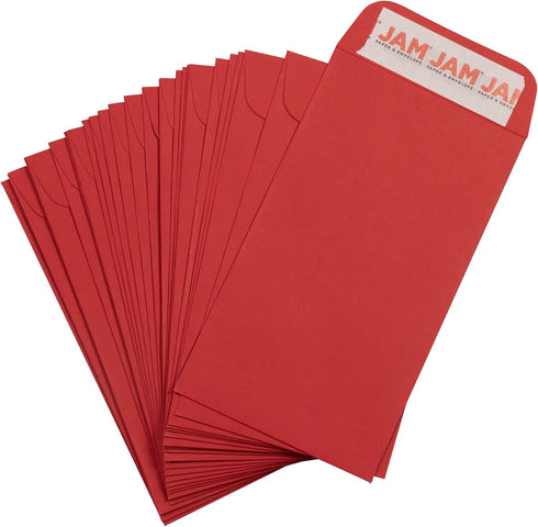 JAM PAPER #5.5 Coin Business Envelopes with Peel and Seal Closure, 3 1/8 x 5 1/2, Red, 25/Pack