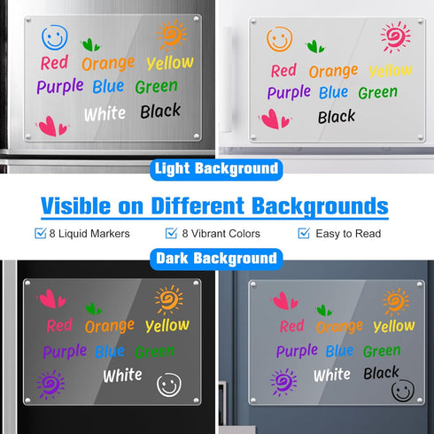 Magnetic Liquid Chalk Markers, 8 Pack, Wet Erase for Acrylic Calendar and Whiteboard