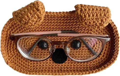 STDEV Knitted Glasses Holder Animal Shape Decorative Desk Organizers Crochet Eyeglass Desk Storage Tray Craft Soft