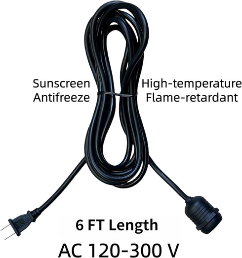 E26 6FT IP65 (Bulb Waterproof Pendant Light Socket, Industrial Power Cord, Rated Hanging Light Kit for Garage