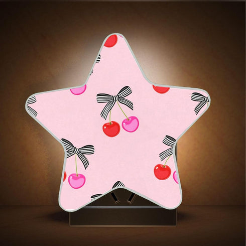 Burbuja 0.2W Cherry with Bows LED Night Light Plug into Wall Star-Shaped Nightlight Dusk to Dawn Auto Sensor