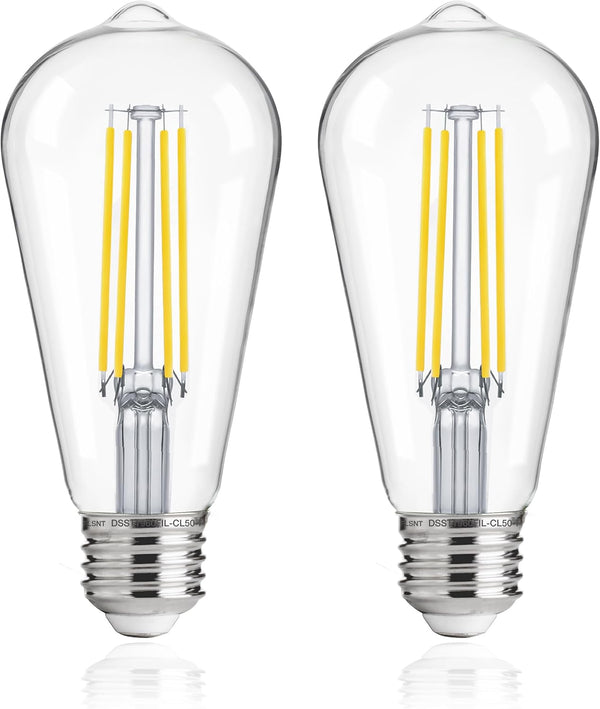 FLSNT Dusk to Dawn Outdoor Sensor ST19 LED Edison Bulb, 5000K Daylight, 7W (60W Equivalent), 800LM, E26 Base, 2 Pack