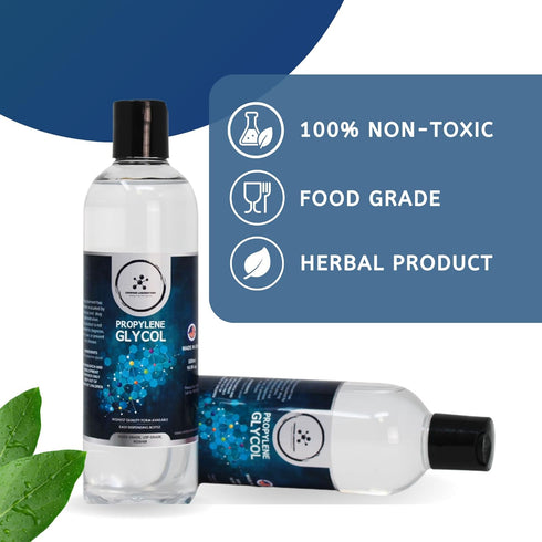 Propylene Glycol 2 Pack, Pure PG Dispensing Bottles, USP Kosher Food Grade Liquid for Soaps, Lotions, 500mL