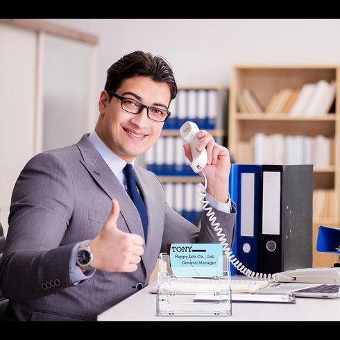 TecUnite 2 Pieces Business Card Holder, 3 Tiers Clear Acrylic Stand for Desk Organizer Storage, 180 Cards Capacity