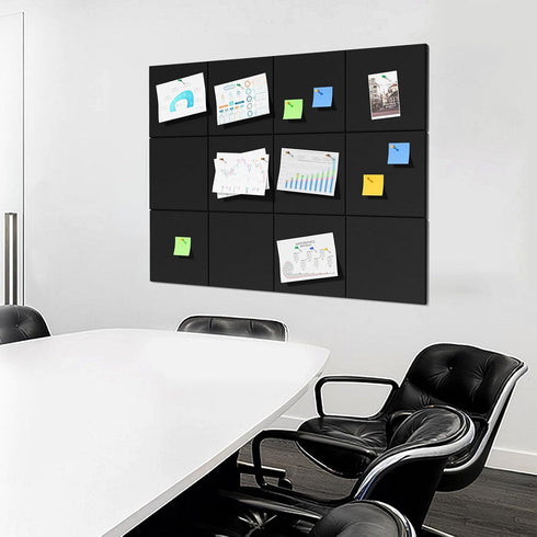 MaxGear Large Cork Board for Wall 47" x 35" Black Bulletin Board with 12 Pack Felt Wall Tiles