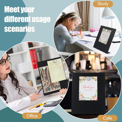 Fainne 1 Pcs 11 x 8.7 Inch Magnetic Bulletin Board with Easel Stand, Mini Black Magnet Display Board for Home School