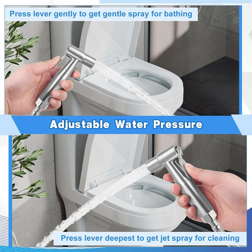 Handheld Bidet Sprayer with Hook Stainless Steel Bidet Sprayer Kit Thread Interface with Adjustable Water Pressure
