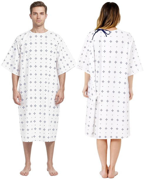 4 Pack 2XL, Pack 4, Utopia Care Unisex Hospital Gowns, Extra Long Length Patient Gowns for Women and Men with Back Tie