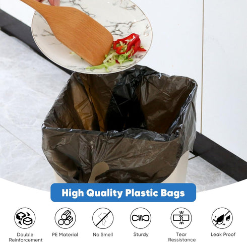 LimonLaviu 100 Pack, 11.5'x 6.5" 21', 22 Black Plastic Grocery Bags, x Pound Capacity, Heavy Duty, Unscented
