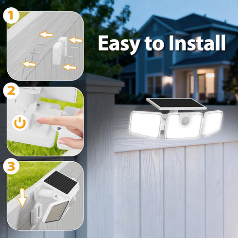 3 156 IP65 1 Pack INCX Solar Motion Sensor Lights Outdoor, Heads Security Lights Solar Powered, LED Flood Light Motion