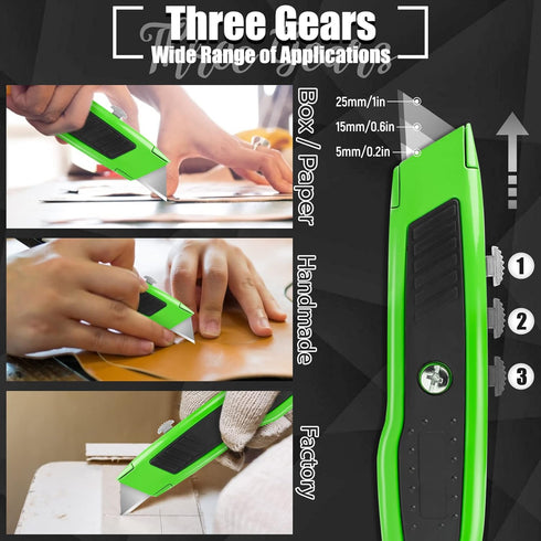 Jetmore 2 Pack Box Cutter Utility Knife with Extra 10 SK5 Blades, Portable Box Opener Razor Knife