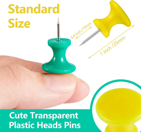 Outus 60 pcs Giant Push Pins - Large Thumb Tacks Jumbo Tacks 1 Inch Plastic Heads for Cork Board, Map, Office