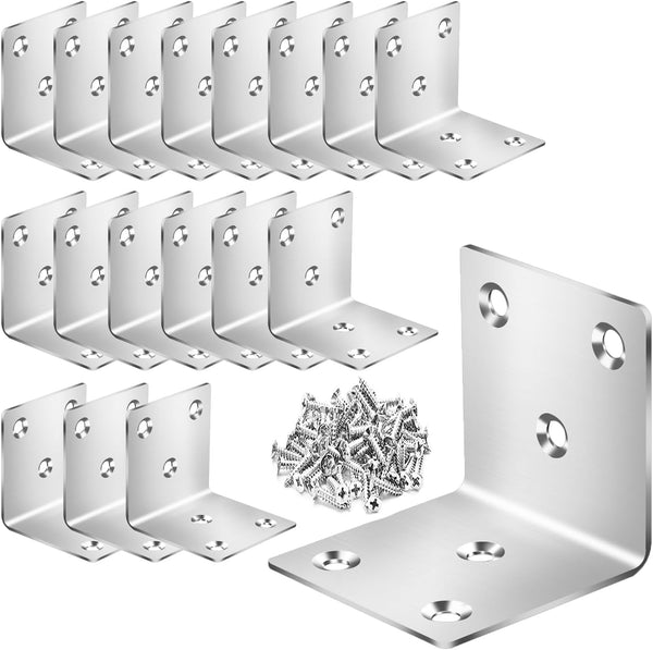Vezuifoo 18Pcs L Bracket for Wood,Stainless Steel Corner Brace 2"x2"x2",Heavy Duty 90 Degree