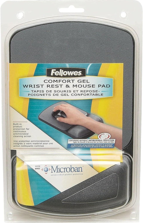Fellowes (9175101) MICROBAN Gel Mouse Pad Wrist Support - Graphite