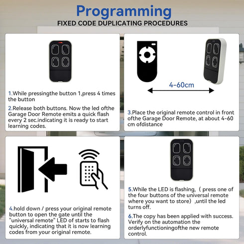 Oraneyun Programmable 4-Button 280MHZ-868MHZ Universal Garage Door Remote Universal Gate Remote Control Cloning