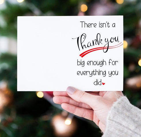 HOMEVAGE 5"x7" Single Thank You Card with Red Envelope, Thankful, Appreciation, Grateful Card - Folded Cardstock - Gift