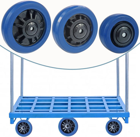 4 Inch 265 L:5 Inch) URBEST Push Cart Wheels, Heavy Duty PU Caster Wheels Bearings Repair Kits, Pltae Casters, Shelf