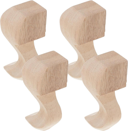 Toddmomy 4 Pieces Solid Wood Carved Furniture Legs 15x6cm European Style Replacement