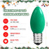 C7 Bulb,25 Pack 0.6w C7 E12 Bulb Green LED Light Ceramic Replacement Christmas Lights with Base,Green Outdoor Light