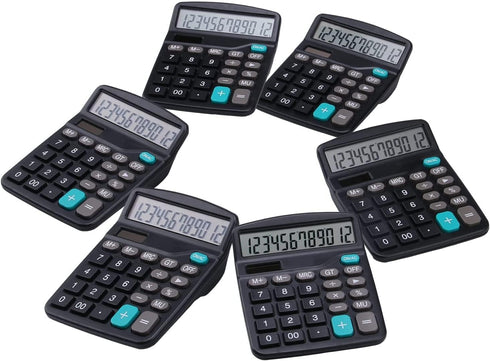 LICHAMP Desk Calculators, 6 Bulk Pack, Big Buttons and Large Display, 12 Digit Solar Power with AA Battery