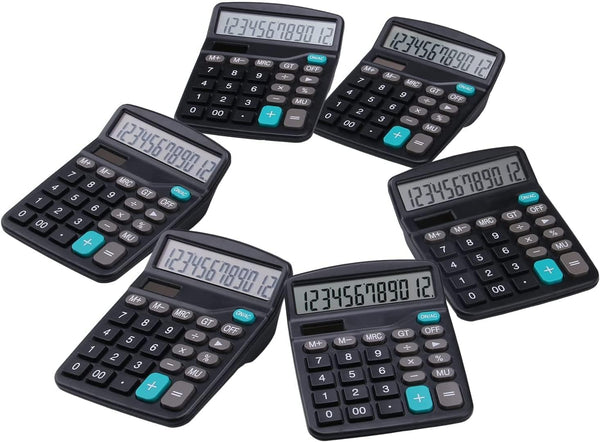 LICHAMP Desk Calculators, 6 Bulk Pack, Big Buttons and Large Display, 12 Digit Solar Power with AA Battery