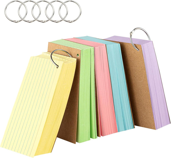 500PCS 3x5 Colored Index Cards with Ring Ruled-Goefun Lined Note Cards 3