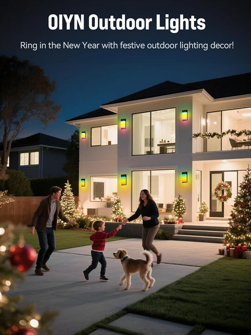 30 1500LM, IP65 2 Pack OIYN Smart Outdoor Wall Light, RGBWW LED Porch Light with Scene Modes, Waterproof, DIY