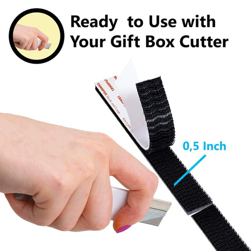 CANOPUS Hook and Loop Reclosable Fastener - SJ3550 250 Black Lock Tape for Crafts, 1 in x 6 ft