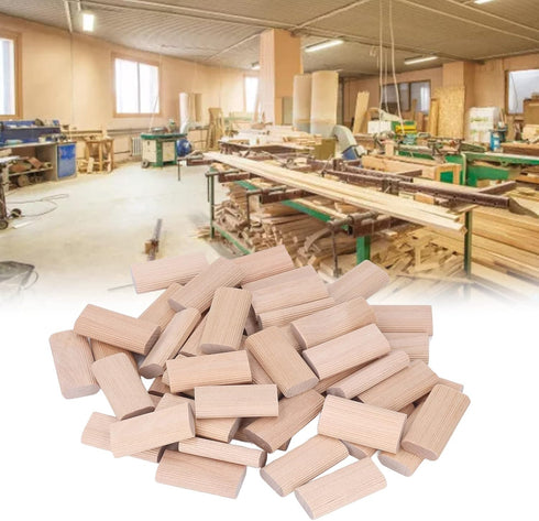 50Pcs Wood Stopper Beech Insertion Dowel Block for Woodworking Furniture Splicing Tool, 6x20x40MM