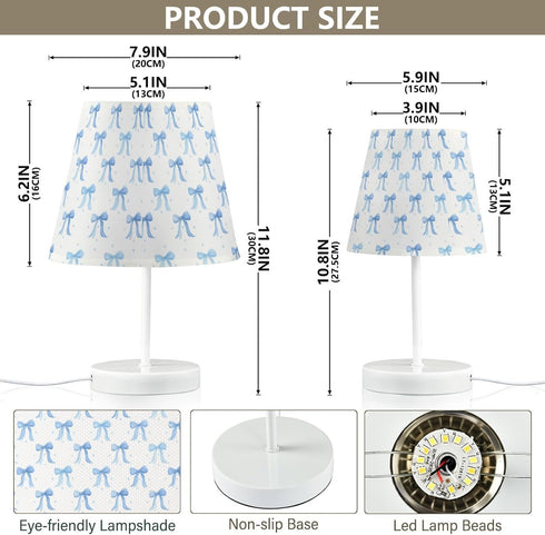 Kcldeci Lamps for Bedrooms Coquette Blue Ribbon Bow Bedside Table Lamps Nightstand Lamps for Living Room Reading Bed