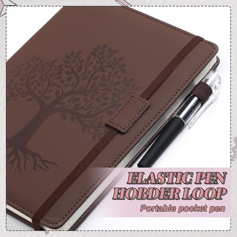 Estune 10 Pack Lined Journal Notebook - A5 Tree of Life Hardcover Leather Journal with 10 Pens for Travel and Work