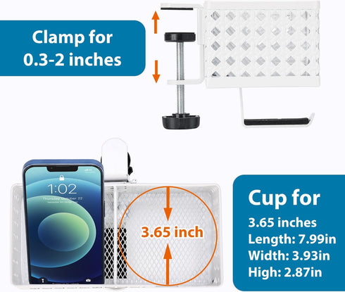 Desk Cup Holder, Clip on Cup Hook, Pen Holder Clamp Desk Organizer for Office School Home Storage