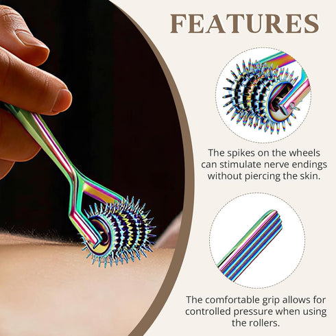 YLSURNY 5 Wartenberg Pinwheel Stainless Steel Sensory Wheel, Head Rainbow Pin Wheel Neurological Diagnostic Tool