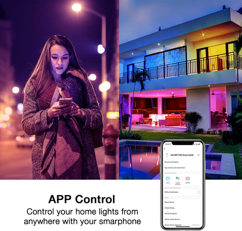Bulbs, Bulb, Bulbs, Bulb A19 9W 800LM, Bulbs 2.4Ghz Required,4 Pack DAYBETTER Smart Light Alexa Light WiFi Light RGBCW