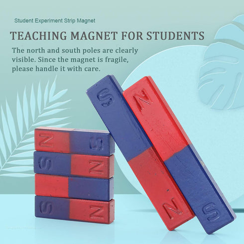 Science Magnet for Kids, Small Bar Magnet with North South Identified for Physics Education (2Pcs)