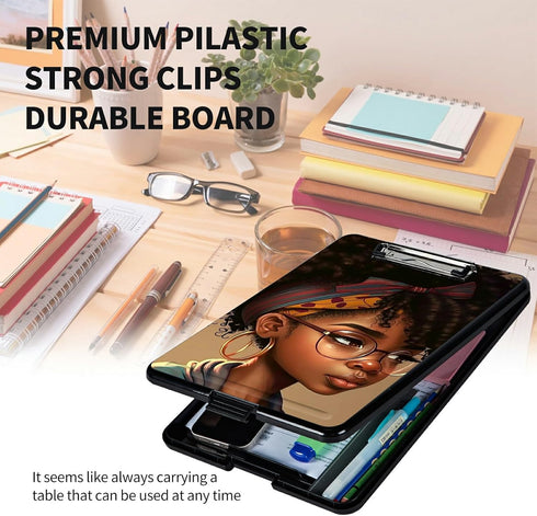 Heavy Duty A4 Waterproof Clipboard, Nursing Plastic Folder with Storage Clip Boards for Teacher, Doctor, Offices - Black