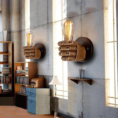 Aomesinc Vintage Wall Sconce Industrial Hand Shaped Wall Light Fixture Edison Lamp Fixture Indoor for Bedroom Kitchen